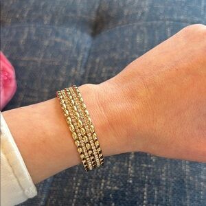 Gold Tone and Rhinestone Stretch Bracelet